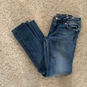 Miss Me medium wash bootcut jeans with embroidery and bling Size 28